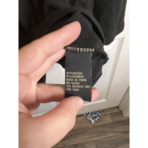 DG2 Diane Gilman Black With Rhinestone Accent Long Sleeve Top Size Large NWT - Picture 10 of 11